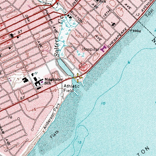 Topographic Map of Monitor-Merrimac Overlook Park, VA