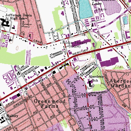 Topographic Map of Greenwood Shopping Center, VA