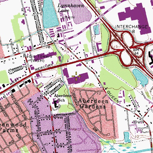 Topographic Map of Mercury Plaza Mall Shopping Center, VA