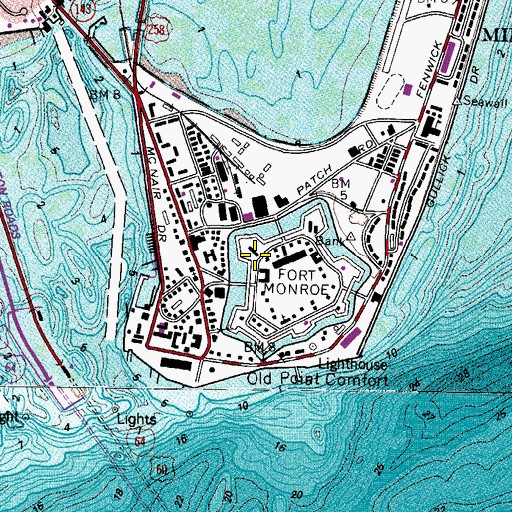 Topographic Map of Casemate Museum, VA