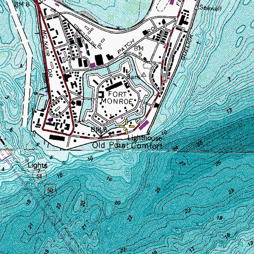 Topographic Map of Old Point Comfort Lighthouse, VA