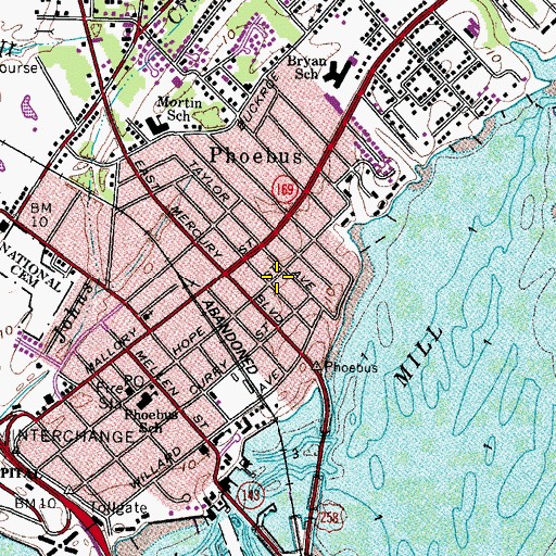 Topographic Map of Phoebus Baptist Church, VA