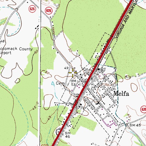 Topographic Map of Melfa Post Office, VA
