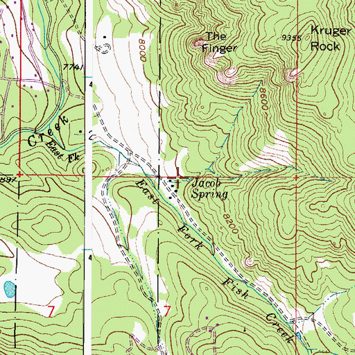 Topographic Map of Jacob Spring, CO