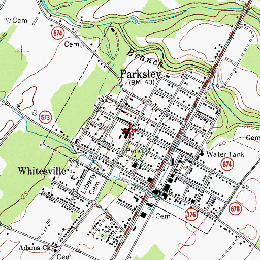 Topographic Map of Parksley Middle School, VA