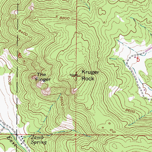 Topographic Map of Kruger Rock, CO