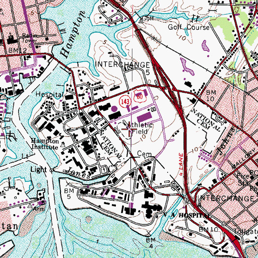 Topographic Map of Armstrong Field, VA