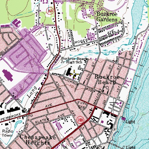 Topographic Map of Buckroe Beach Methodist Church, VA
