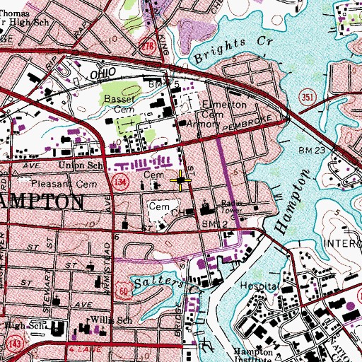 Topographic Map of First Baptist Church, VA