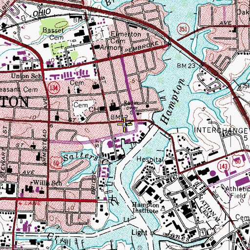 Topographic Map of First United Methodist Church, VA