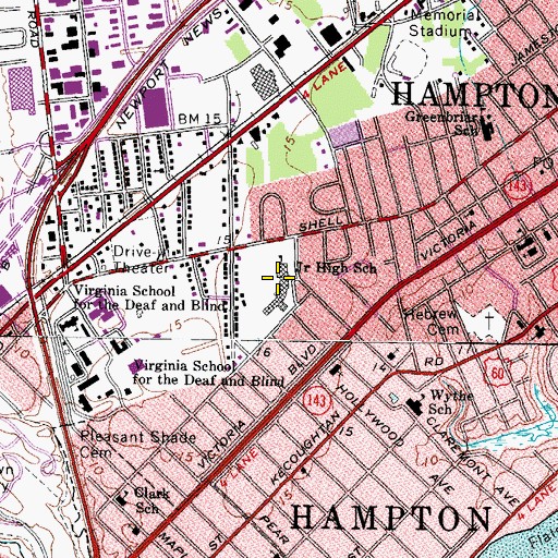 Topographic Map of George Wythe Junior High School, VA