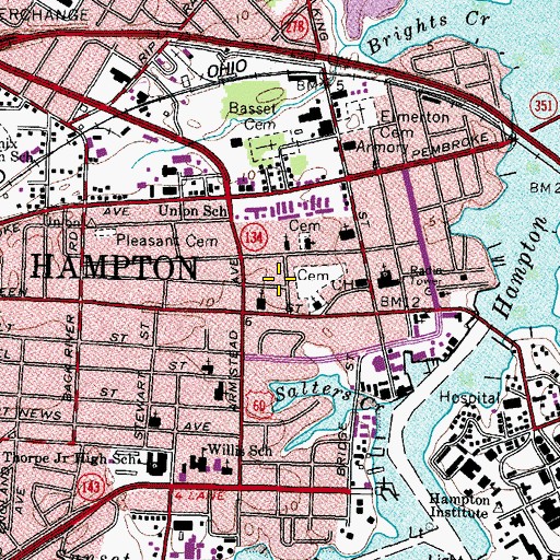 Topographic Map of Old Hampton Post Office, VA