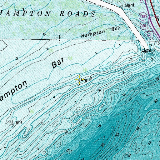 Topographic Map of Hampton Roads Anchorage Light, VA