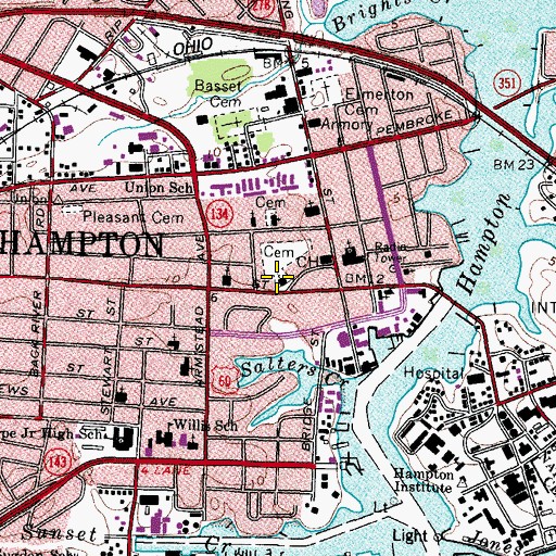 Topographic Map of Saint Johns Episcopal Church, VA