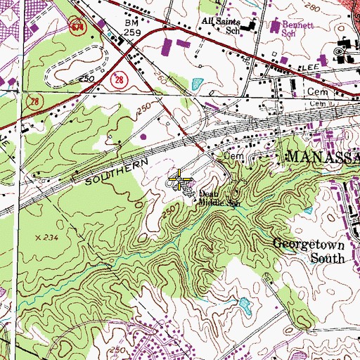 Topographic Map of Dean Middle School, VA