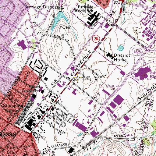 Topographic Map of Manassas Junction Shopping Center, VA