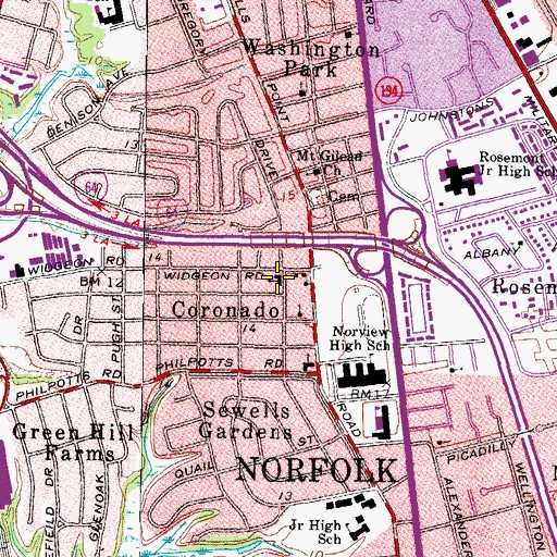 Topographic Map of Coronado School, VA