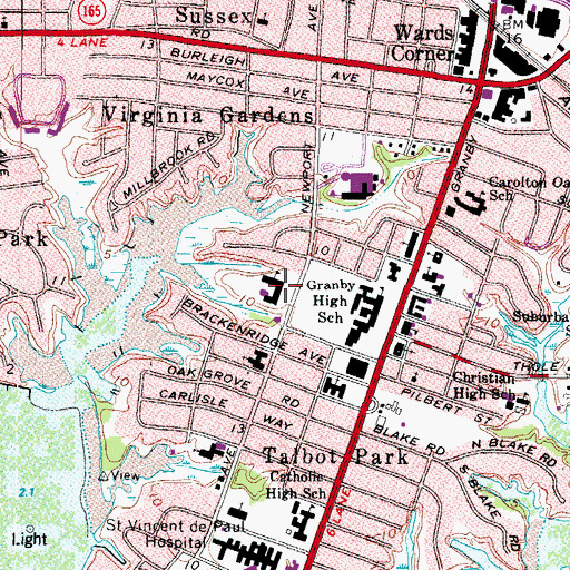 Topographic Map of Granby Elementary School, VA