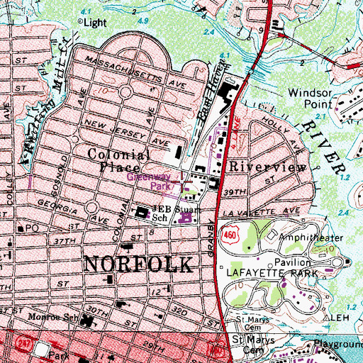 Topographic Map of Greenway Park, VA