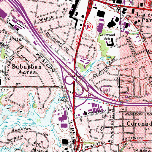 Topographic Map of Interchange 277, VA