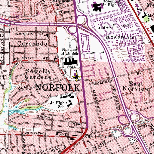 Topographic Map of Norview Elementary School, VA