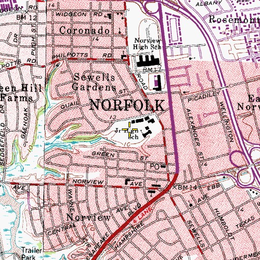 Topographic Map of Norview Middle School, VA