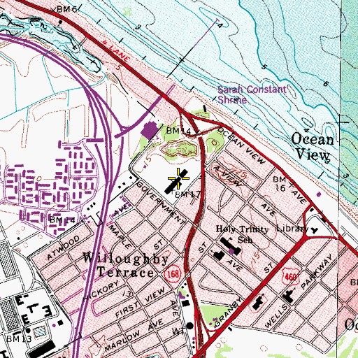 Topographic Map of Ocean View Elementary School, VA