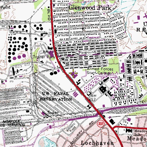 Topographic Map of Sewells Point Elementary School, VA