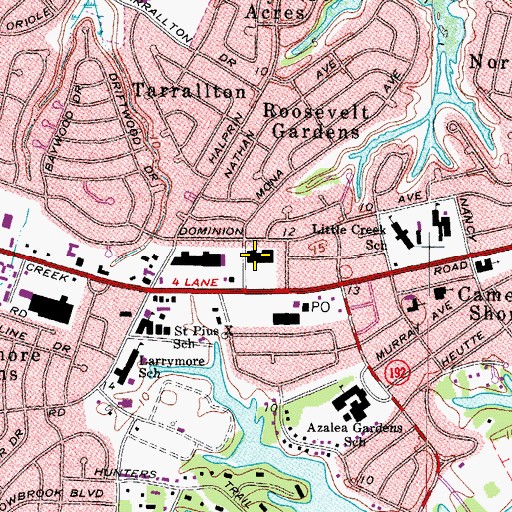 Topographic Map of Little Creek Plaza Shopping Center, VA
