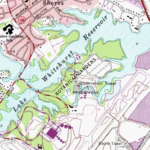 Topographic Map of Norfolk Botanical Garden, VA