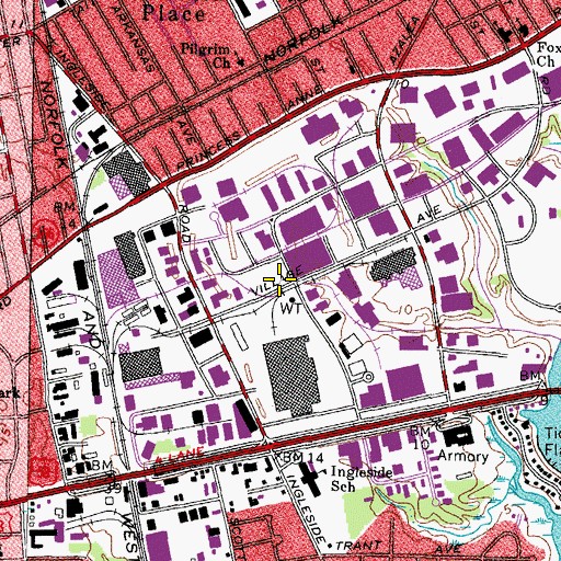 Topographic Map of Norfolk Industrial Park, VA