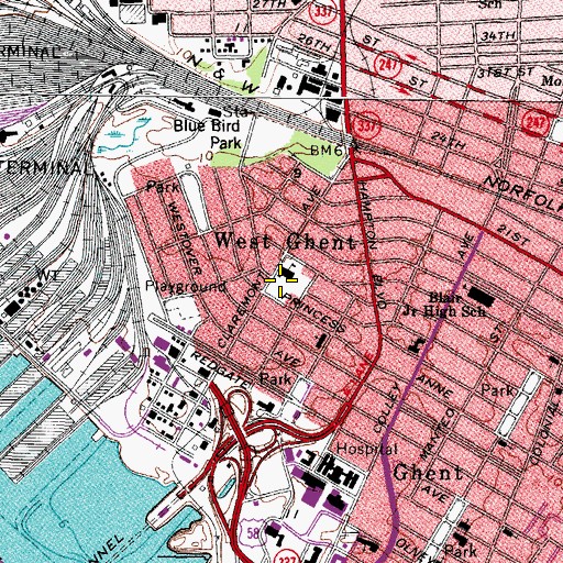 Topographic Map of W H Taylor Elementary School, VA