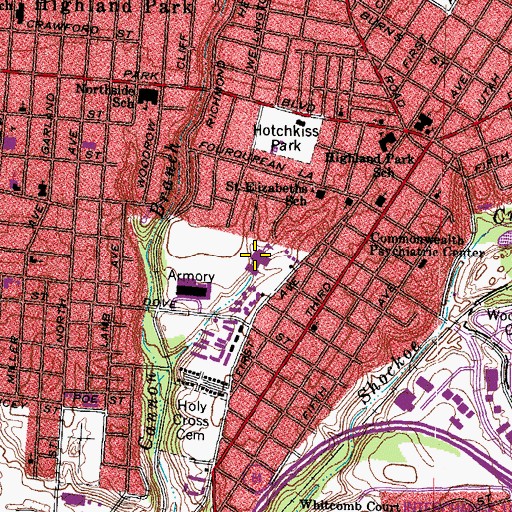 Topographic Map of Overby - Sheppard Elementary School, VA