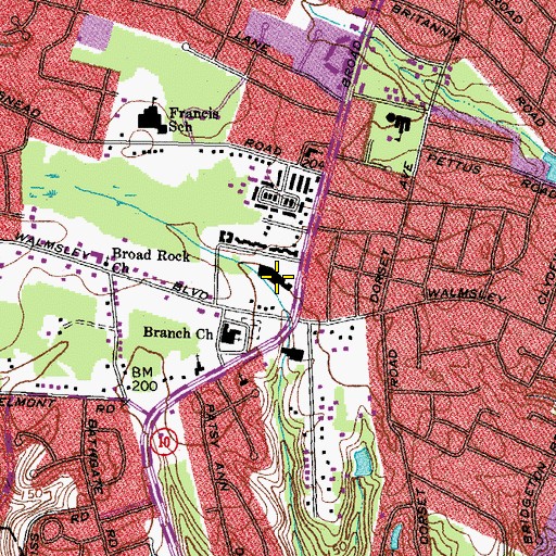 Topographic Map of Branches Shopping Center, VA