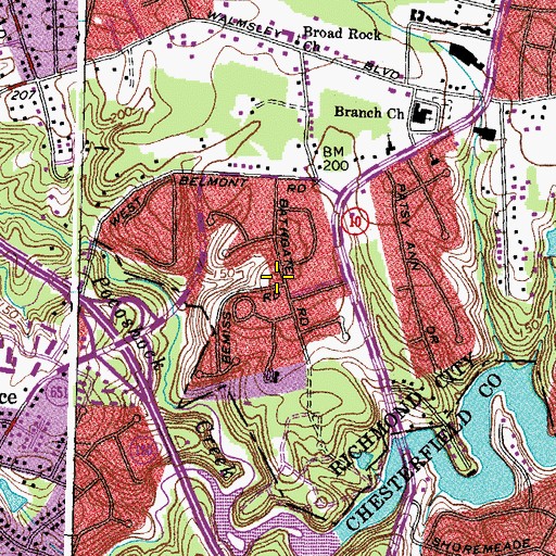 Topographic Map of Brookbury, VA