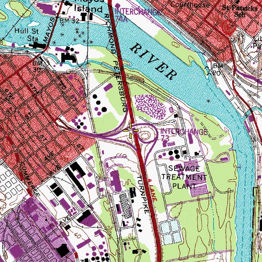 Topographic Map of Interchange 73, VA