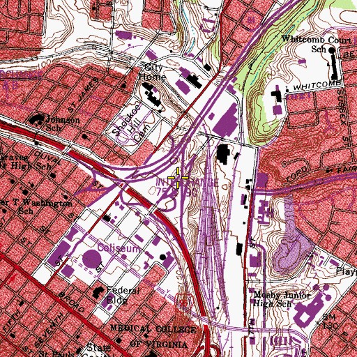 Topographic Map of Interchange 75, VA