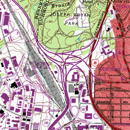 Topographic Map of Interchange 186, VA