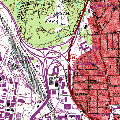 Topographic Map of Interchange 187, VA