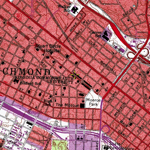 Topographic Map of West Franklin Street Historic District, VA