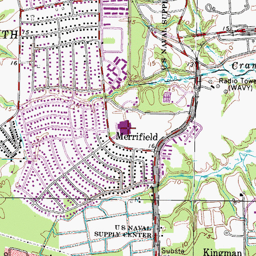 Topographic Map of Churchland Middle School, VA