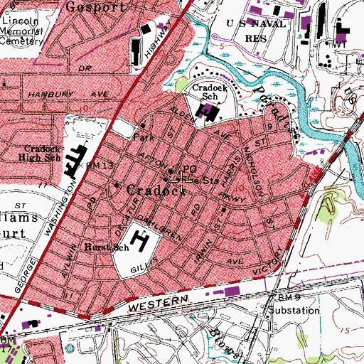 Topographic Map of Craddock Historic District, VA
