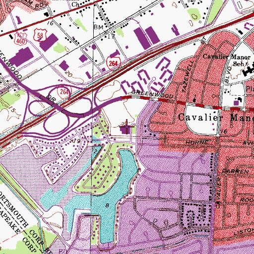 Topographic Map of Lakeview Elementary School, VA