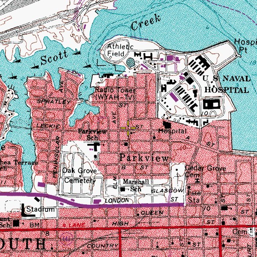 Topographic Map of Park View Historic District, VA
