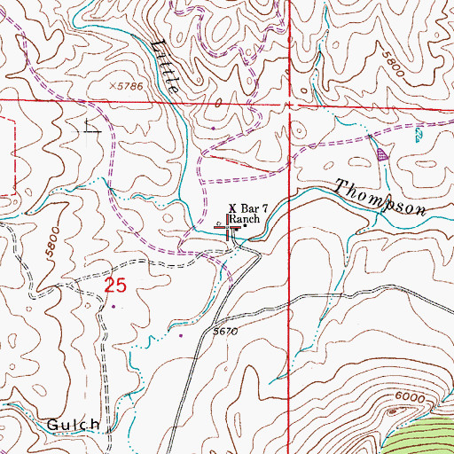 Topographic Map of X Bar 7 Ranch, CO