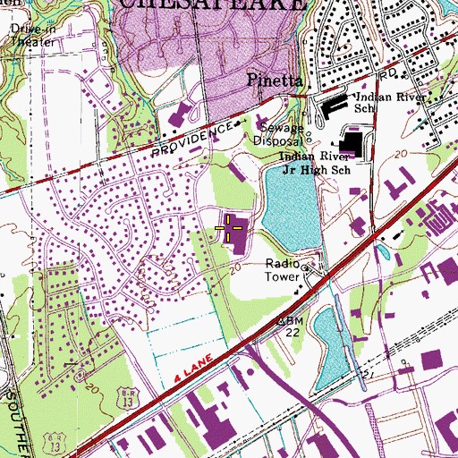 Topographic Map of Indian River High School, VA