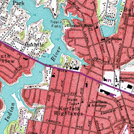 Topographic Map of Indian River Post Office, VA