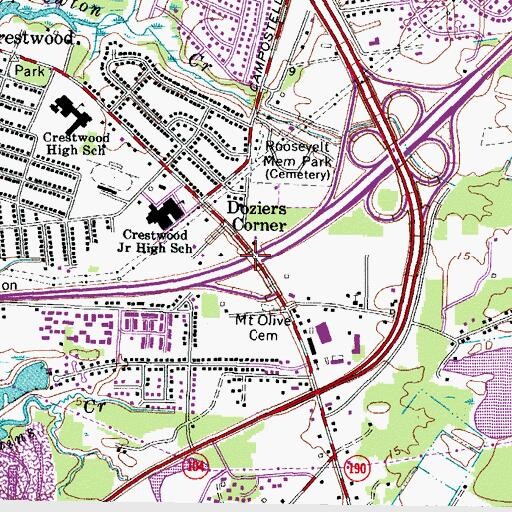 Topographic Map of Interchange 292, VA
