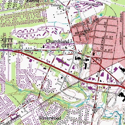 Topographic Map of Poplar Hill Plaza Shopping Center, VA