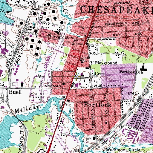 Topographic Map of Portlock Post Office, VA